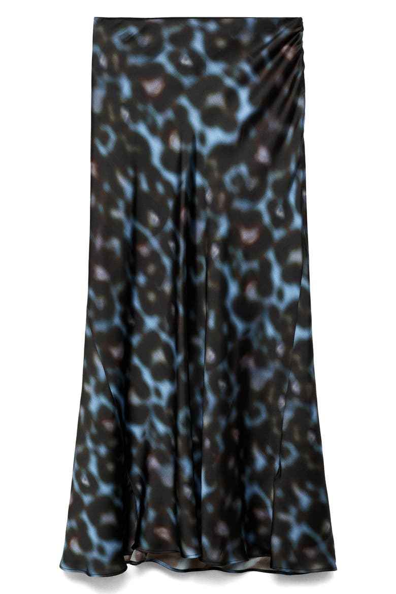 Print Satin Maxi Skirt, Alternate, color, BLUE