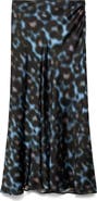 MANGO Print Satin Maxi Skirt