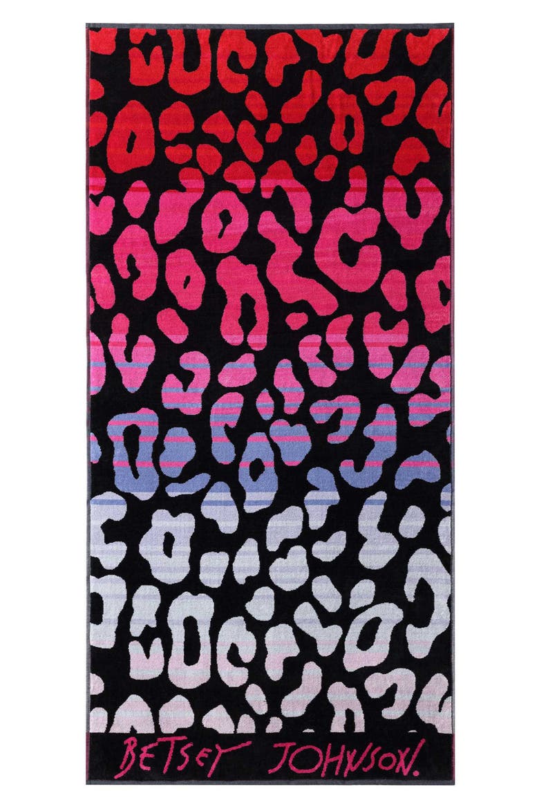 Ombré Leopard Beach Towel, Main, color, MEDIUM / DARK PINK