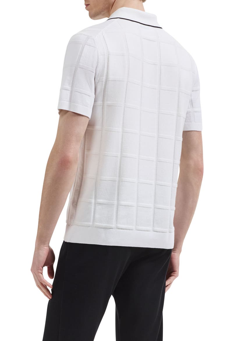 Grid Short Sleeve Cotton & Modal Sweater, Alternate, color, WHITE