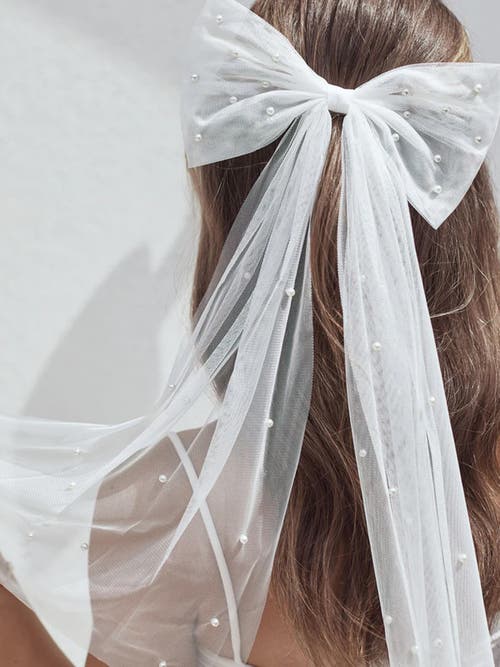 Six Stories Pearl Bride Hair Bow In White