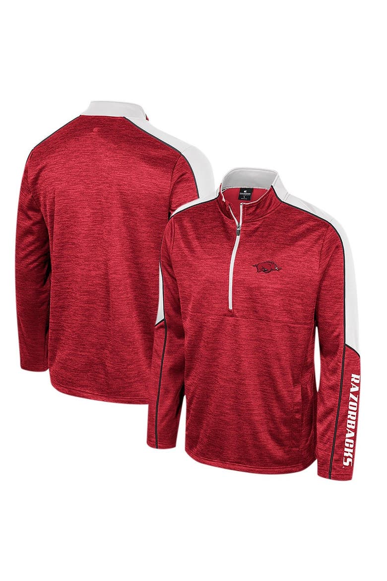 Men's Colosseum Cardinal Arkansas Razorbacks Marled Half-Zip Jacket, Main, color, Cardinal
