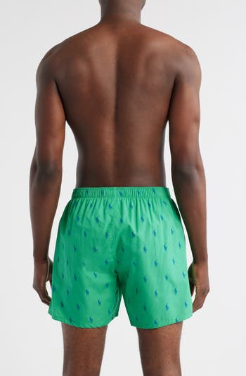 Polo Player Logo Print Woven Cotton Boxers