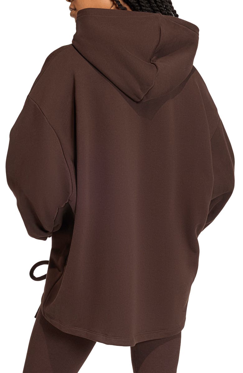 adidas Originals Oversize Ruched Cotton Blend Hoodie, Alternate, color, Aurora Coffee