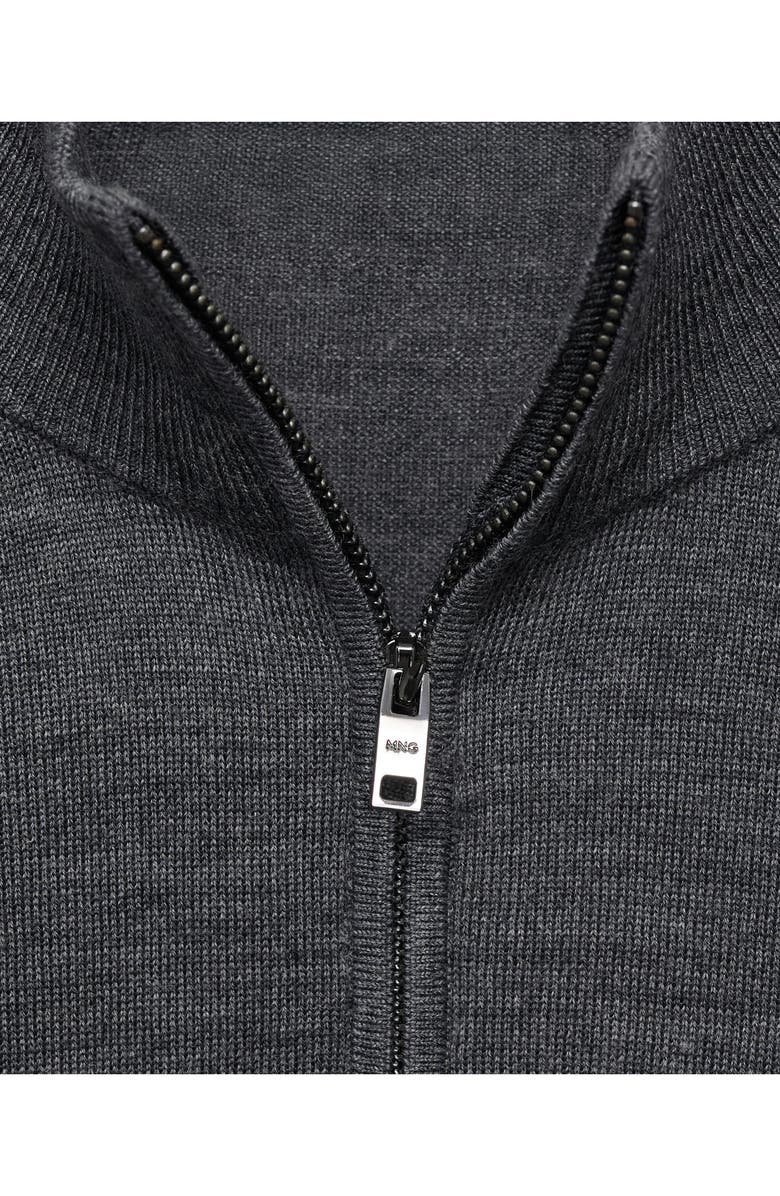 MANGO Perkins Wool Quarter Zip Sweater, Alternate, color, Medium Heather Grey