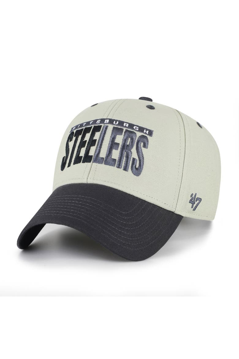 Men's '47  Gray/Black Pittsburgh Steelers Half Block Text MVP Adjustable Hat, Main, color, Gray