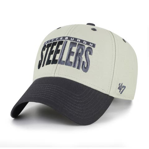 Men's '47  Gray/Black Pittsburgh Steelers Half Block Text MVP Adjustable Hat