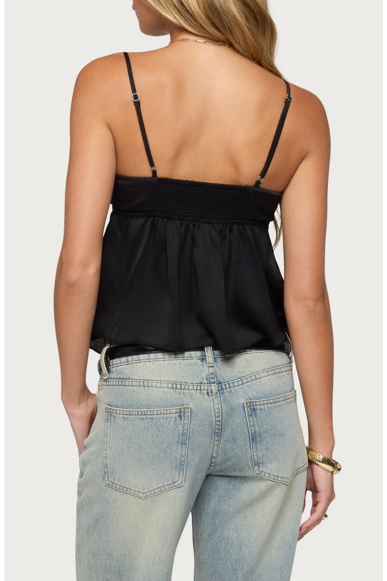 Liby Sequin Split Front Babydoll Top, Alternate, color, BLACK