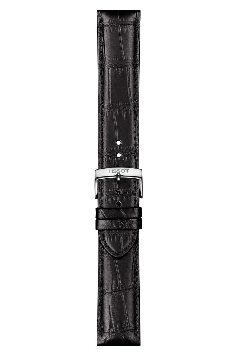 Everytime Leather Strap Watch, 42mm, Alternate, color, BLACK/ WHITE/ SILVER