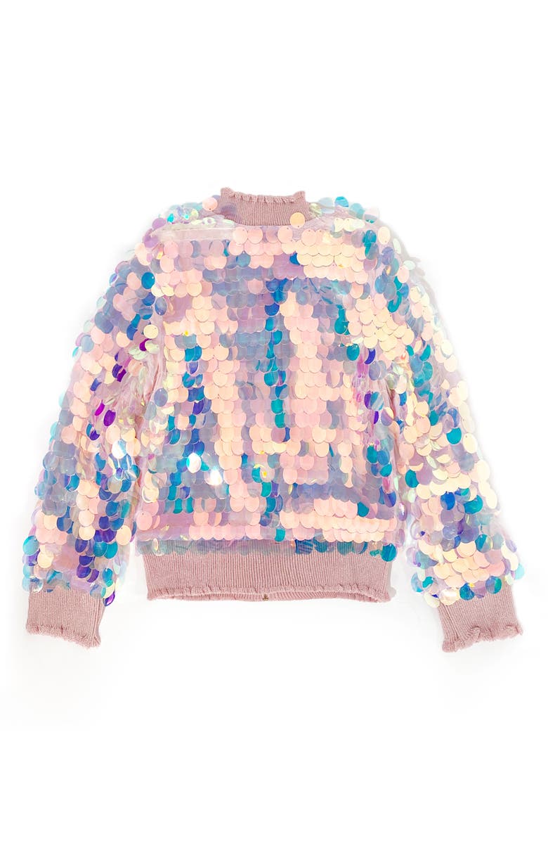 Hannah Banana Kids' Big Holographic Sequin Bomber Jacket, Alternate, color, 
