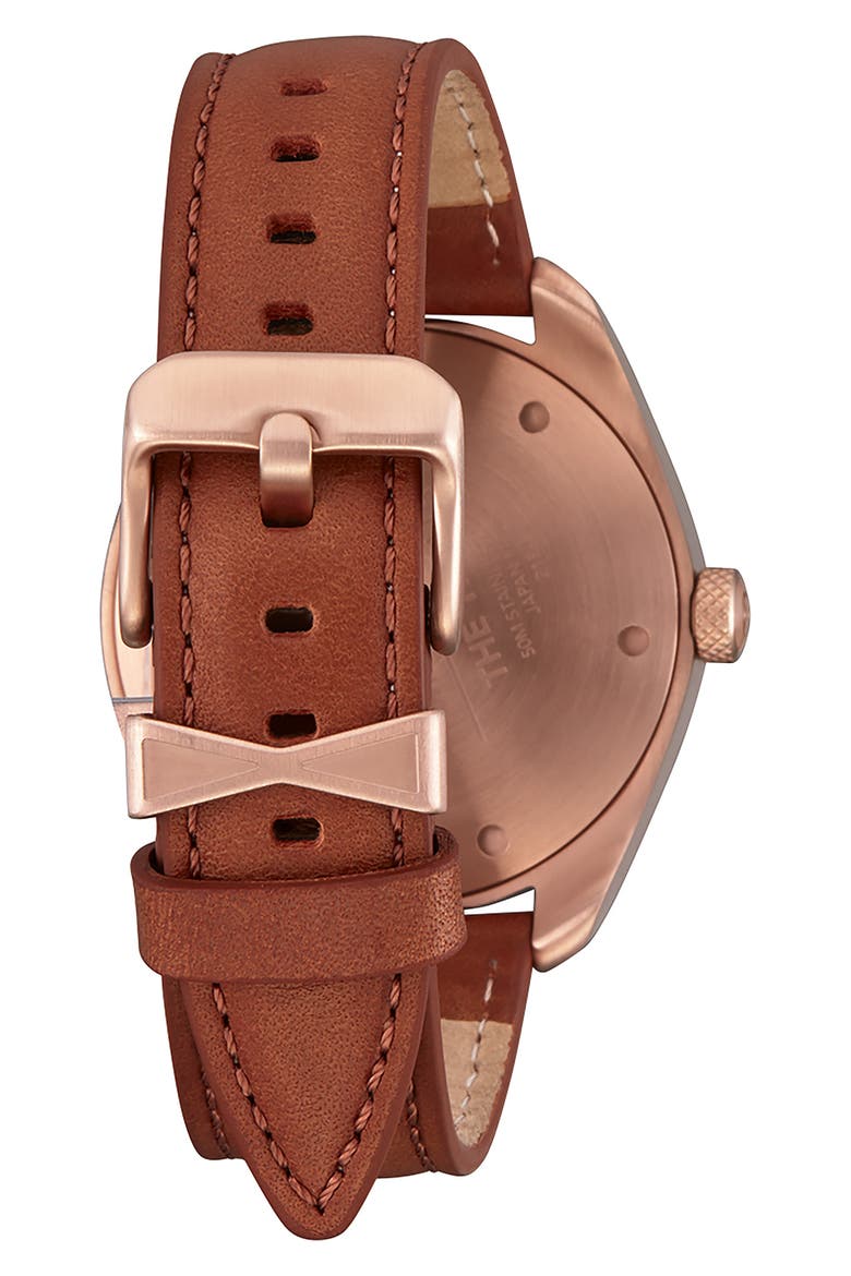 Thalia Leather Strap Watch, 38mm, Alternate, color, ROSE GOLD / WHITE