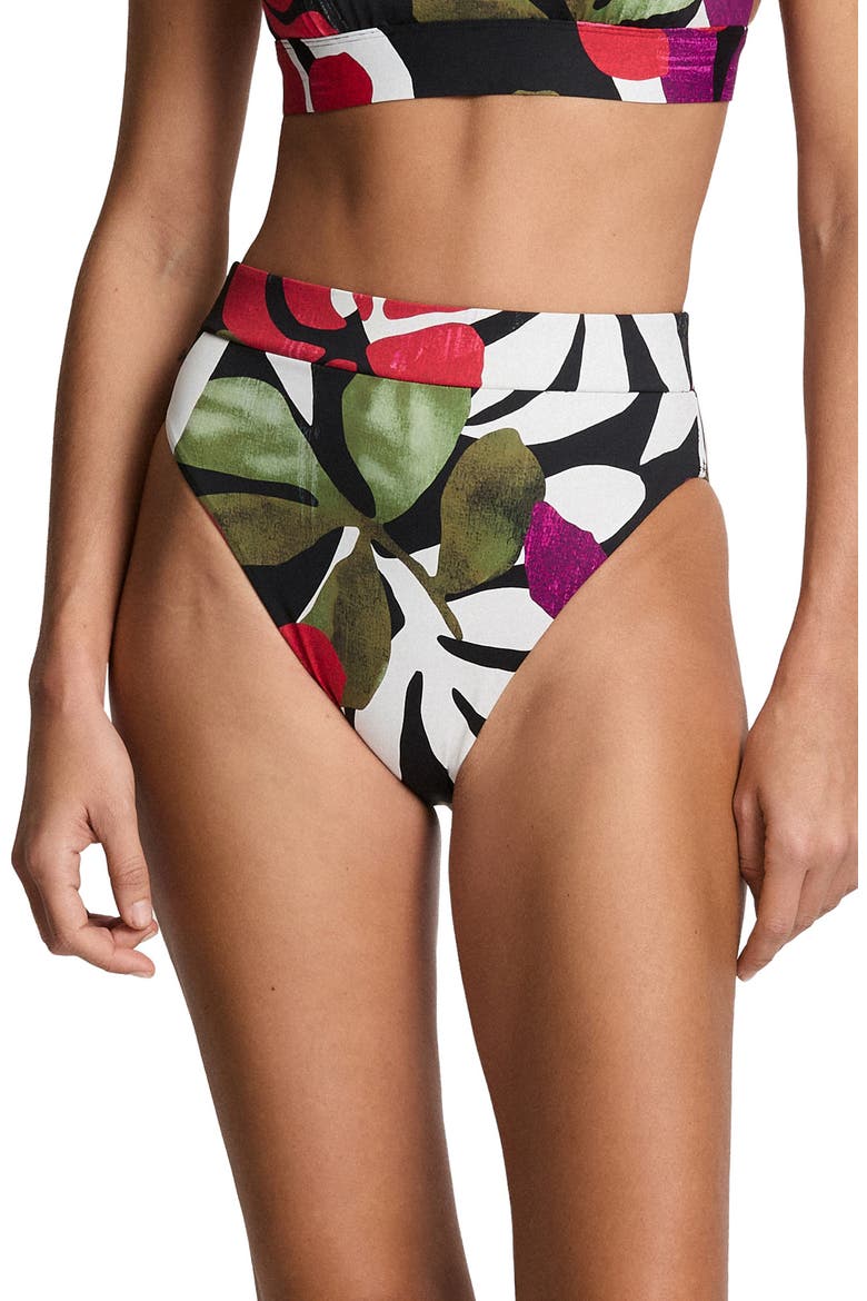 Banded Modern High Waist Bikini Bottoms, Main, color, MULTI WHITE