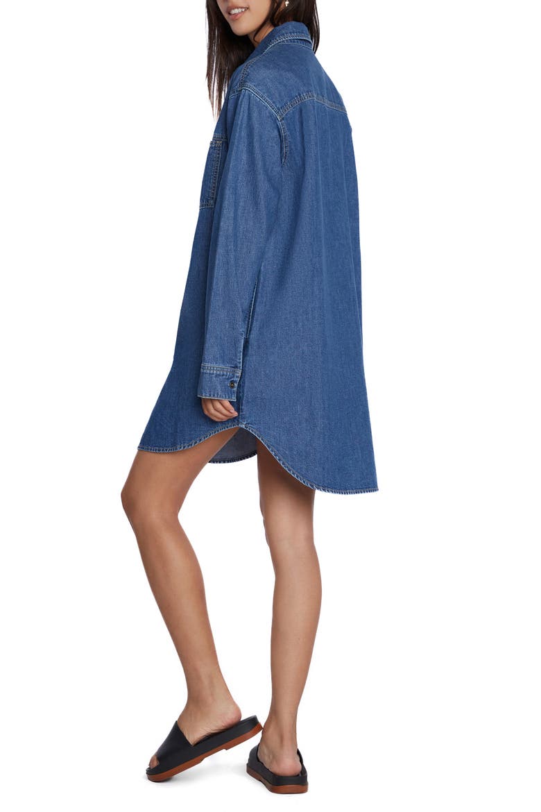 Oversize Denim Shirtdress, Alternate, color, WAVE BLUE