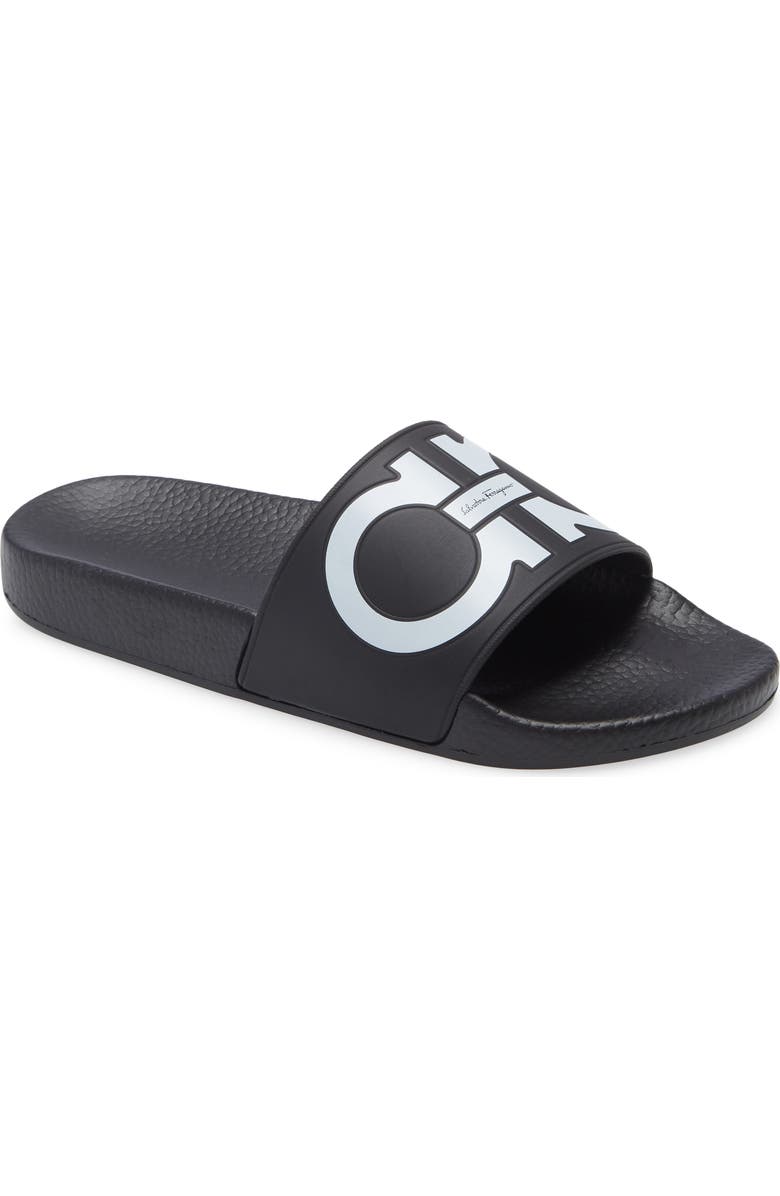FERRAGAMO Groovy 6 Sport Slide Sandal, Main, color, Black/ White