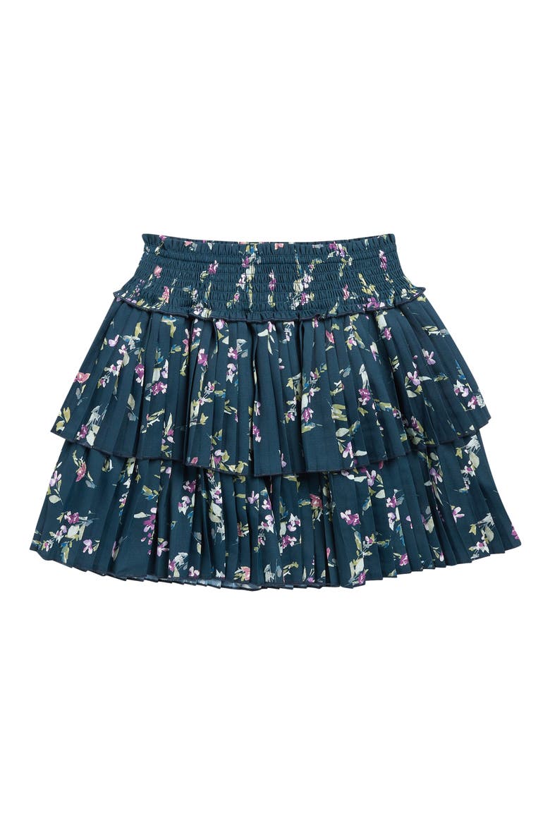 Kids' Pleated Tiered Skirt, Main, color, NAVY FLORAL