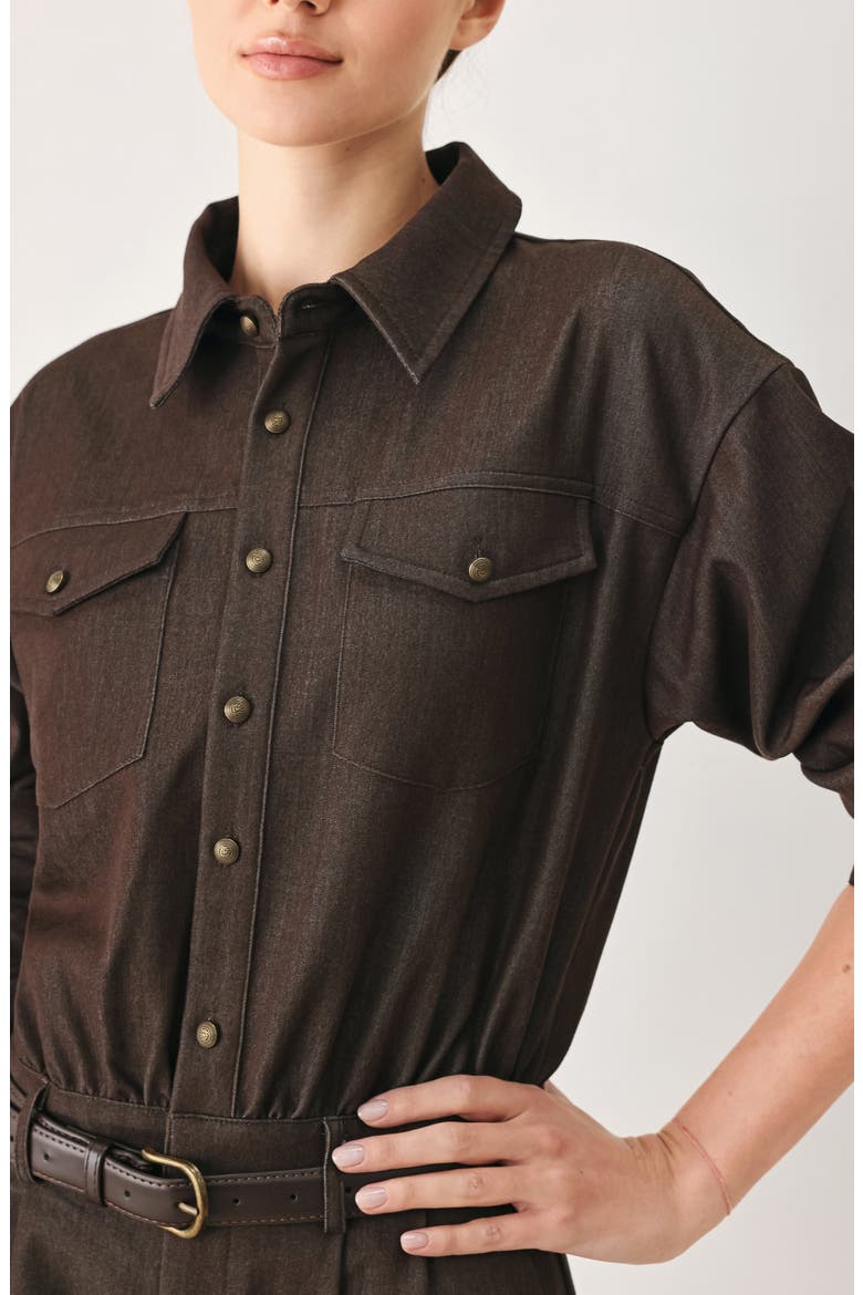 Long Sleeve Belted Romper, Alternate, color, BROWN