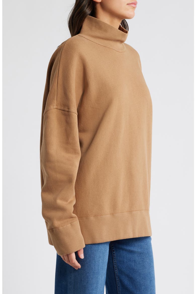 Cara Turtleneck Cotton Blend Sweatshirt, Alternate, color, SURREY