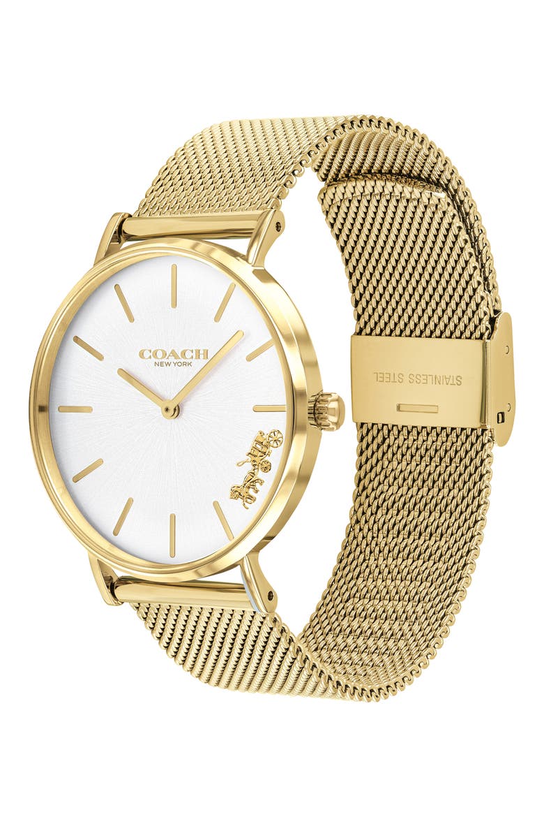 Perry Mesh Band Watch, 36mm, Alternate, color, GOLD/ WHITE