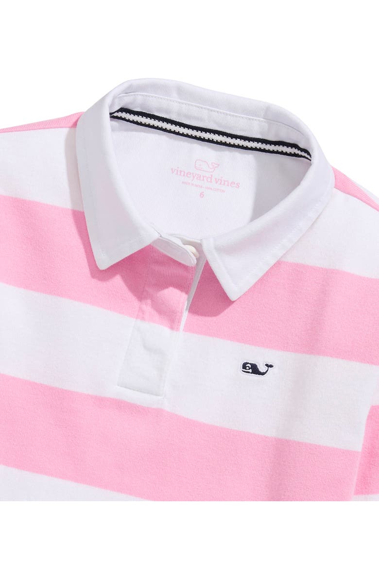 vineyard vines Kids' Stripe Long Sleeve Cotton Drop Waist Rugby Dress, Alternate, color, Stripe Cotton Candy