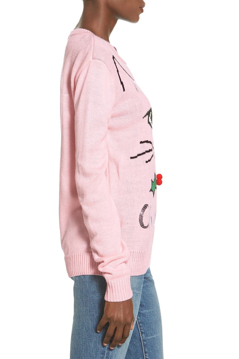 'Meowy Christmas' Sweater, Alternate, color, PINK