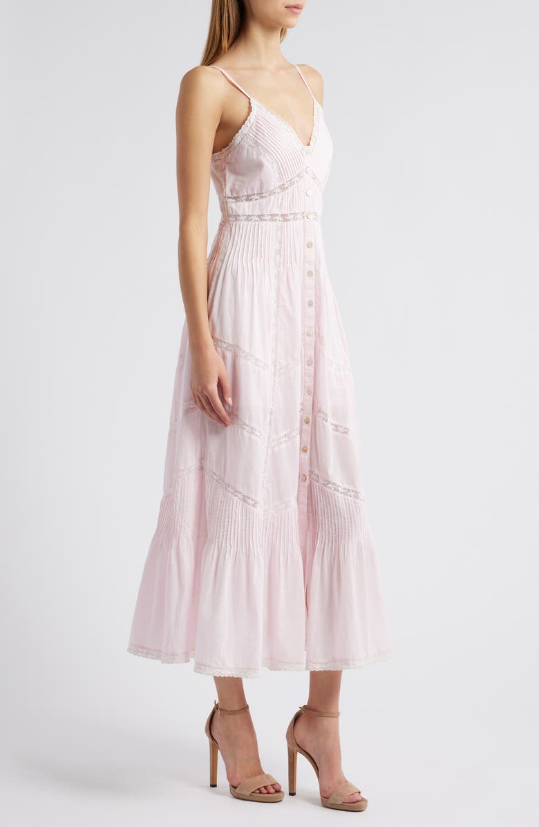 LoveShackFancy Esilda Lace Trim Cotton Dress, Alternate, color, Pink