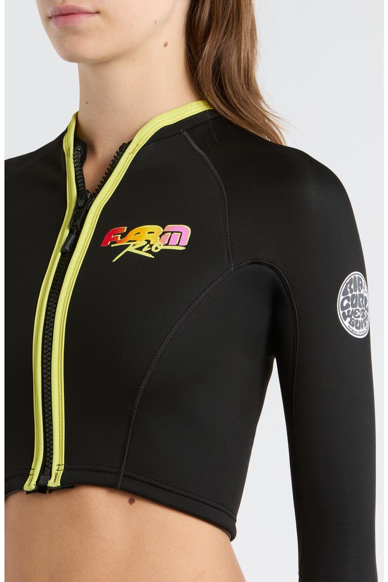 x Farm Rio G-Bomb 1.5mm Crop Swim Jacket, Alternate, color, NEON WAVES