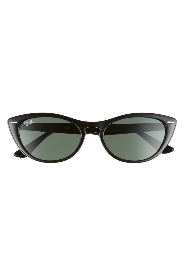 Nina 54mm Cat Eye Sunglasses, Alternate, color, BLACK/ GREEN SOLID