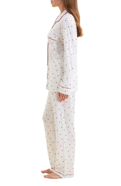 Papinelle Kate Modal Soft Full Length Pj Set In Ecru Hearts