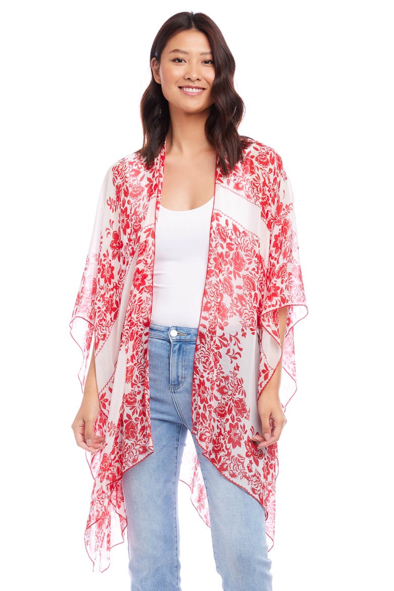 Floral Print Open Front Jacket, Alternate, color, PRINT