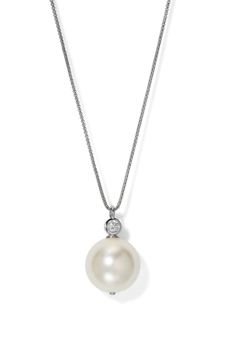Farrah XL Faux Pearl Pendant Necklace, Main, color, RHODIUM/ FAUX PEARL