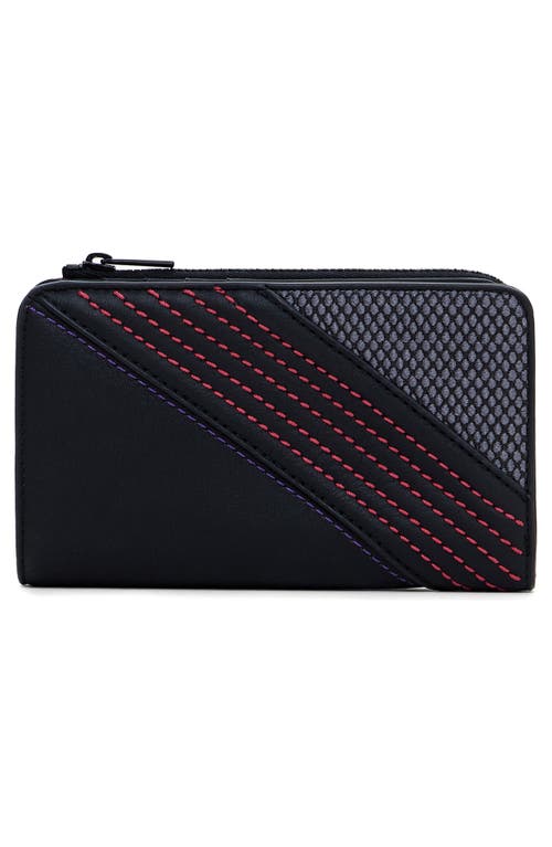 Desigual Faux Leather Bifold Wallet In Black Multi