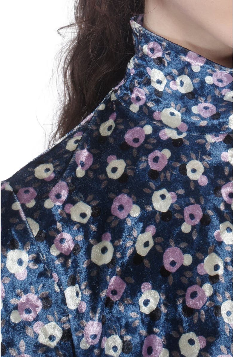 Anna Sui Posie Stretch Velvet Turtleneck Dress, Alternate, color, 