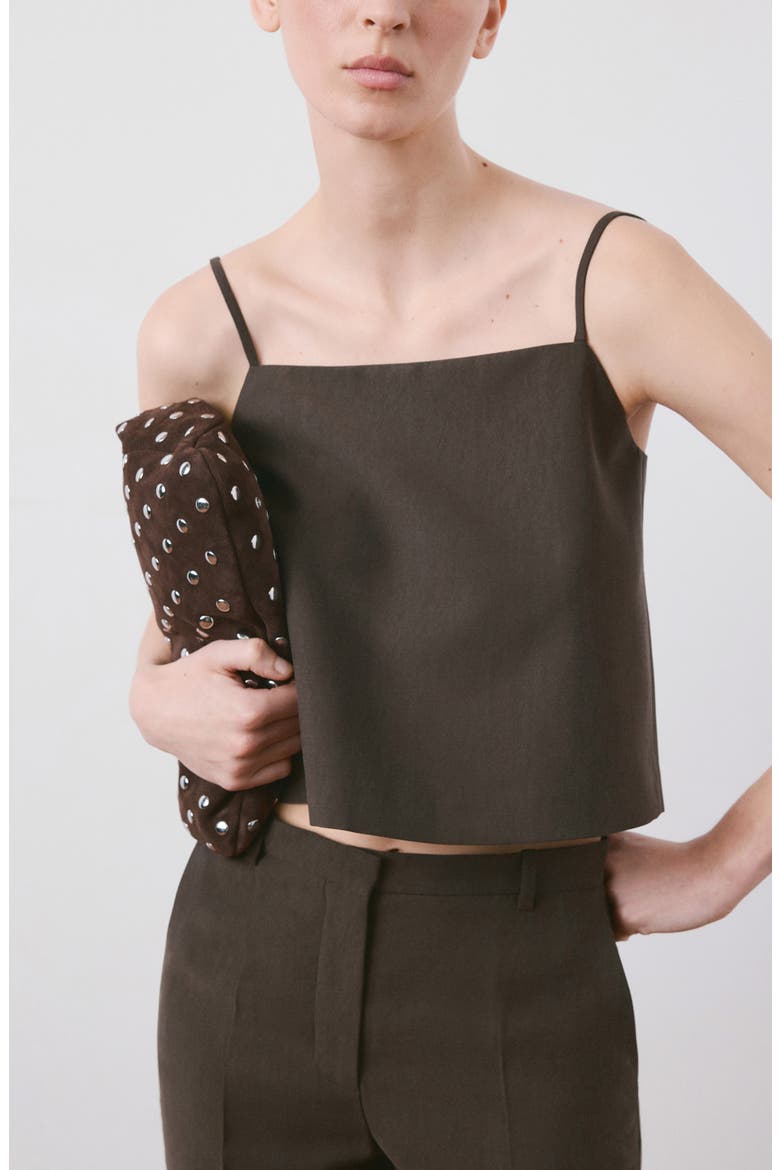 Sleeveless Crop Top, Main, color, CHOCOLATE