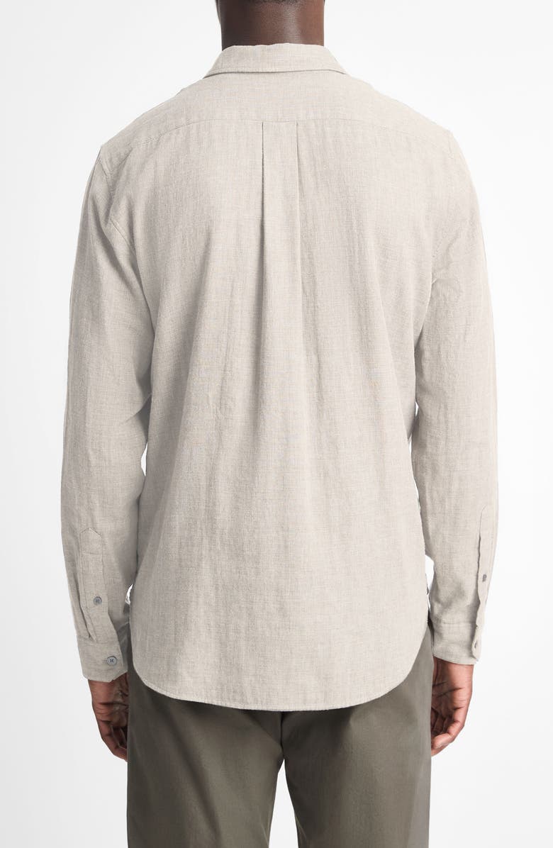 Vince Double Face Cotton Button-Up Shirt, Alternate, color, Heather Soft Clay