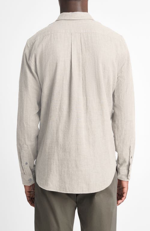 Vince Double Face Cotton Button-up Shirt In Heather Soft Clay