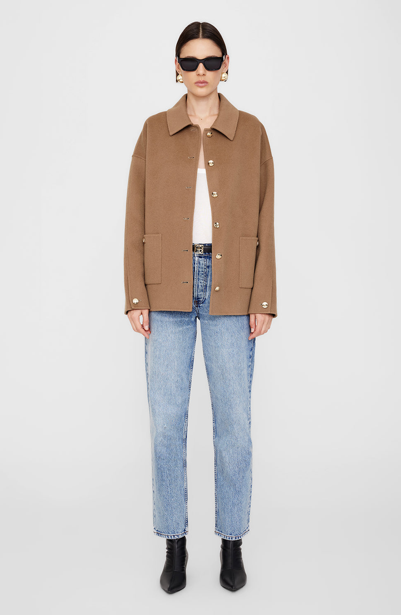 ANINE BING Luca Cashmere Blend Jacket, Alternate, color, Camel
