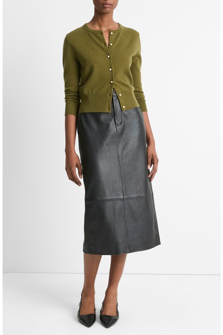 Imitation Pearl Button Wool & Cashmere Blend Cardigan, Alternate, color, LAUREL