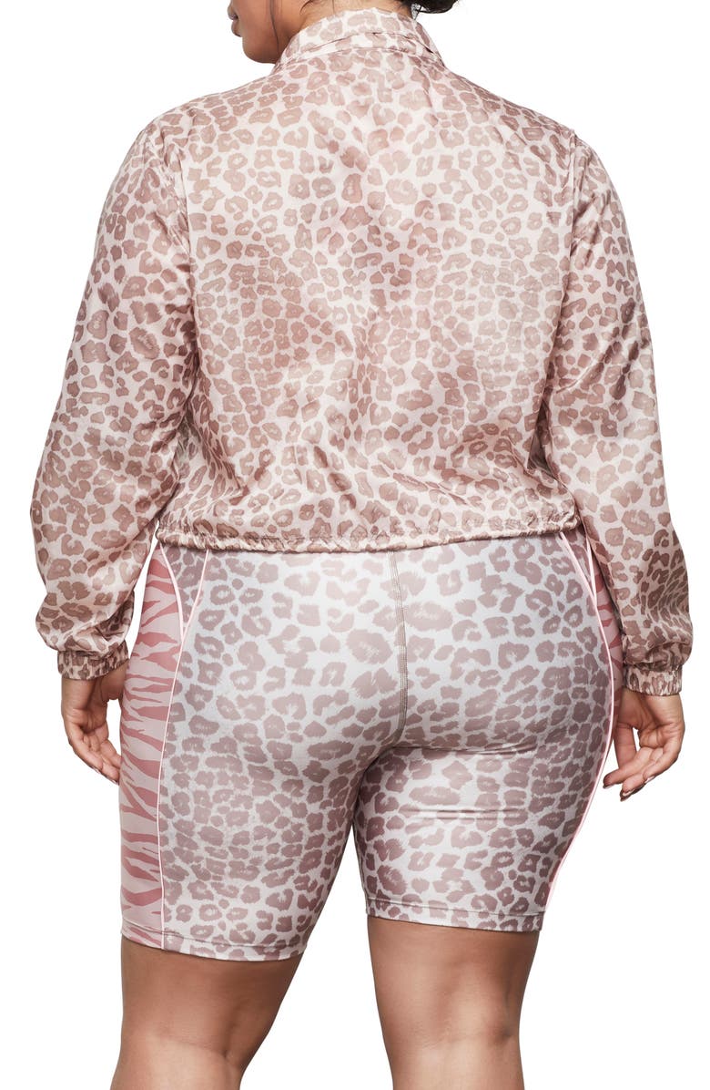 Good American Leopard Print Sheer Half Zip Pullover, Alternate, color, 