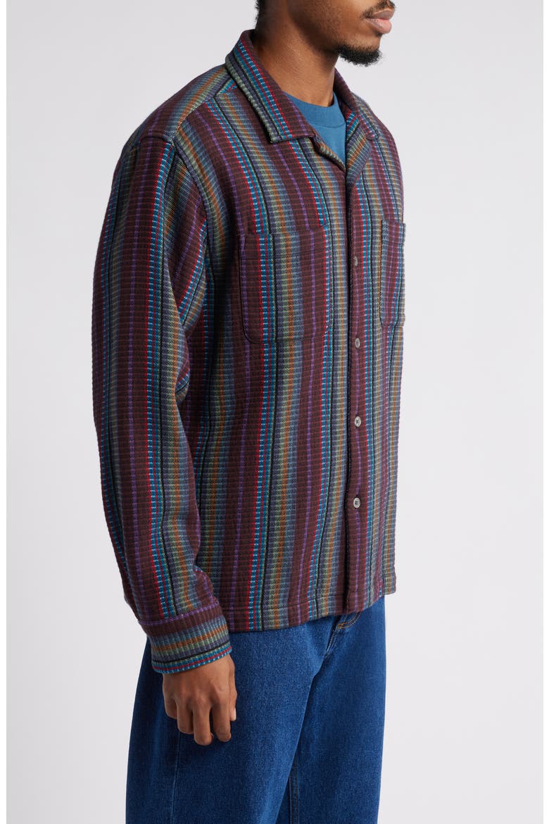 Wanderer Stripe Long Sleeve Camp Shirt, Alternate, color, SEPIA MULTI