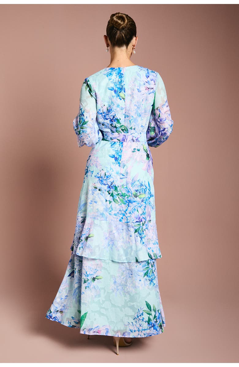 Coast Long Sleeve Chiffon Belted Maxi Dress, Alternate, color, Blue