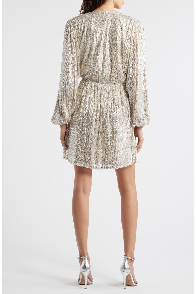 Dillio Sequin Mesh Long Sleeve Cocktail Dress, Alternate, color, OPEN BGE