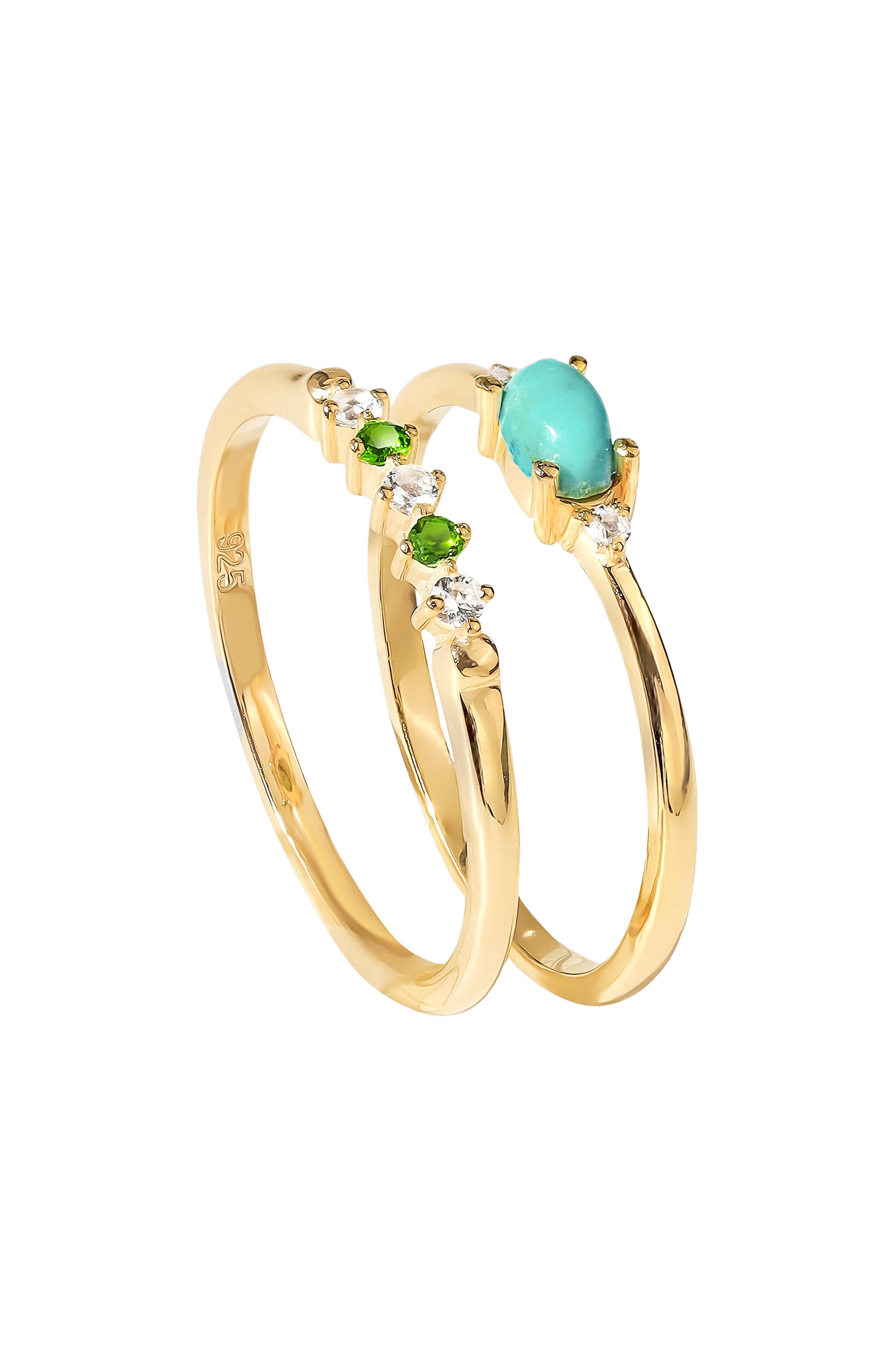 YS GEMS Set of 2 Turquoise Rings