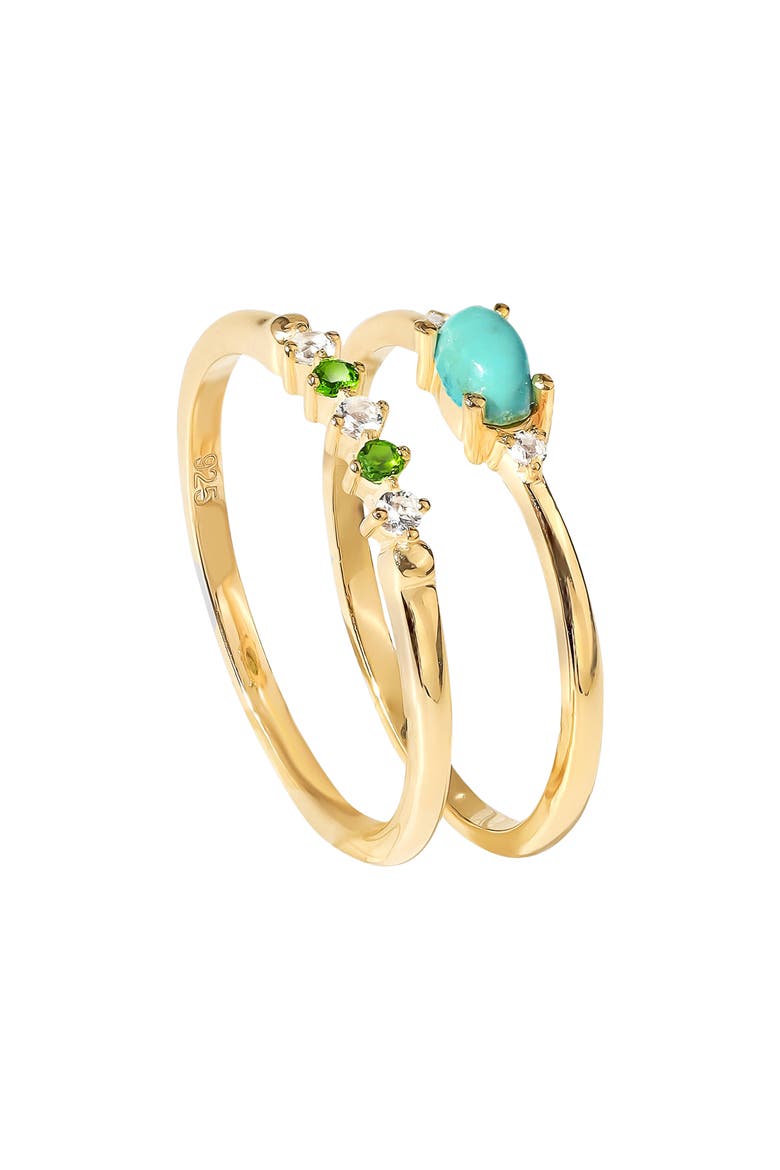 Set of 2 Turquoise Rings, Main, color, BLUE