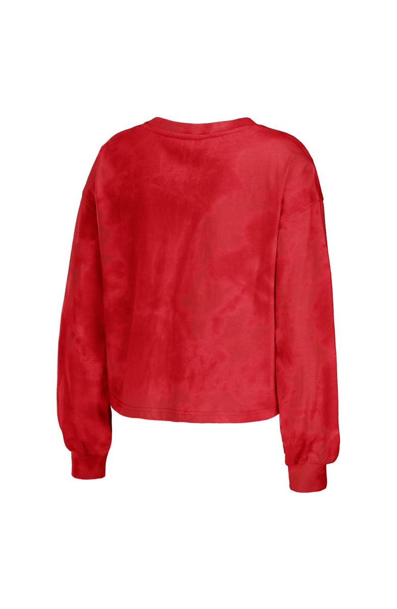WEAR by Erin Andrews Women's WEAR by Erin Andrews Red Atlanta Falcons Tie-Dye Cropped Pullover Sweatshirt & Shorts Lounge Set, Alternate, color, Red
