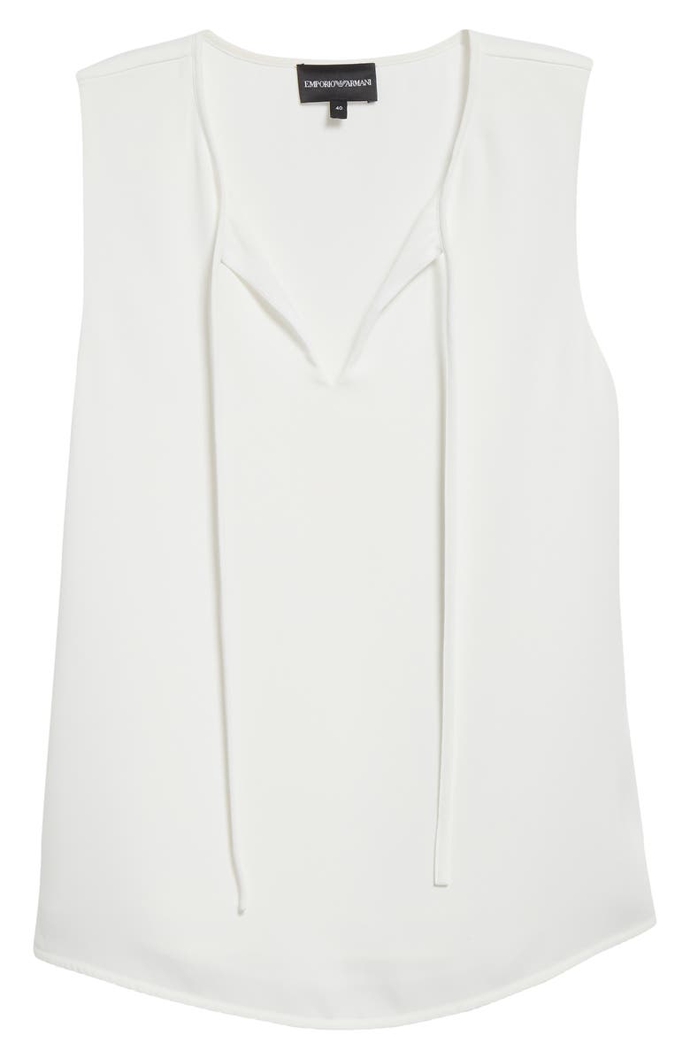 Emporio Armani Tie Neck Sleeveless Top, Alternate, color, Off White
