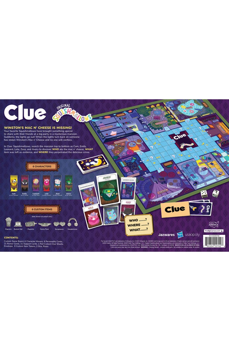CLUE Original Squishmallows Mystery Board Game, Ages 8+, Alternate, color, Multicolored