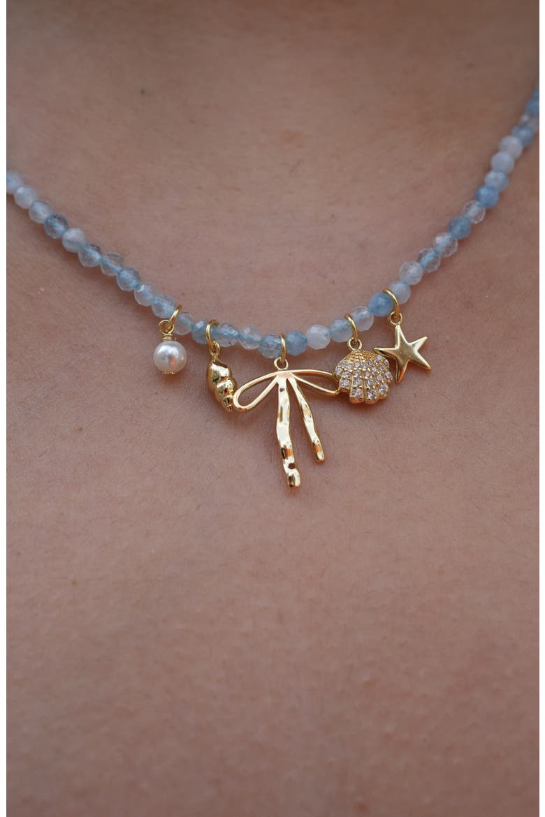 Sea Life Charm Beaded Necklace, Alternate, color, GOLD