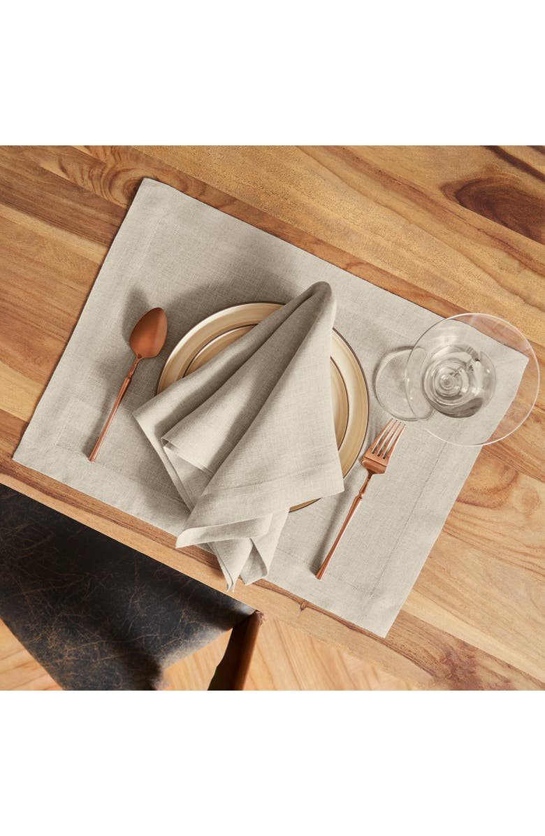 Solino Home Linen Placemats - Sonoma - Set of 6, 14" x 19", Alternate, color, Flax