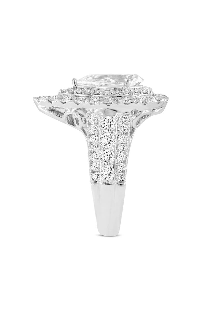 LuvMyJewelry Augusta 14K White Gold Pear Lab Grown Diamond Halo Engagement Ring - 4.65 Ct, Alternate, color, 14K White Gold