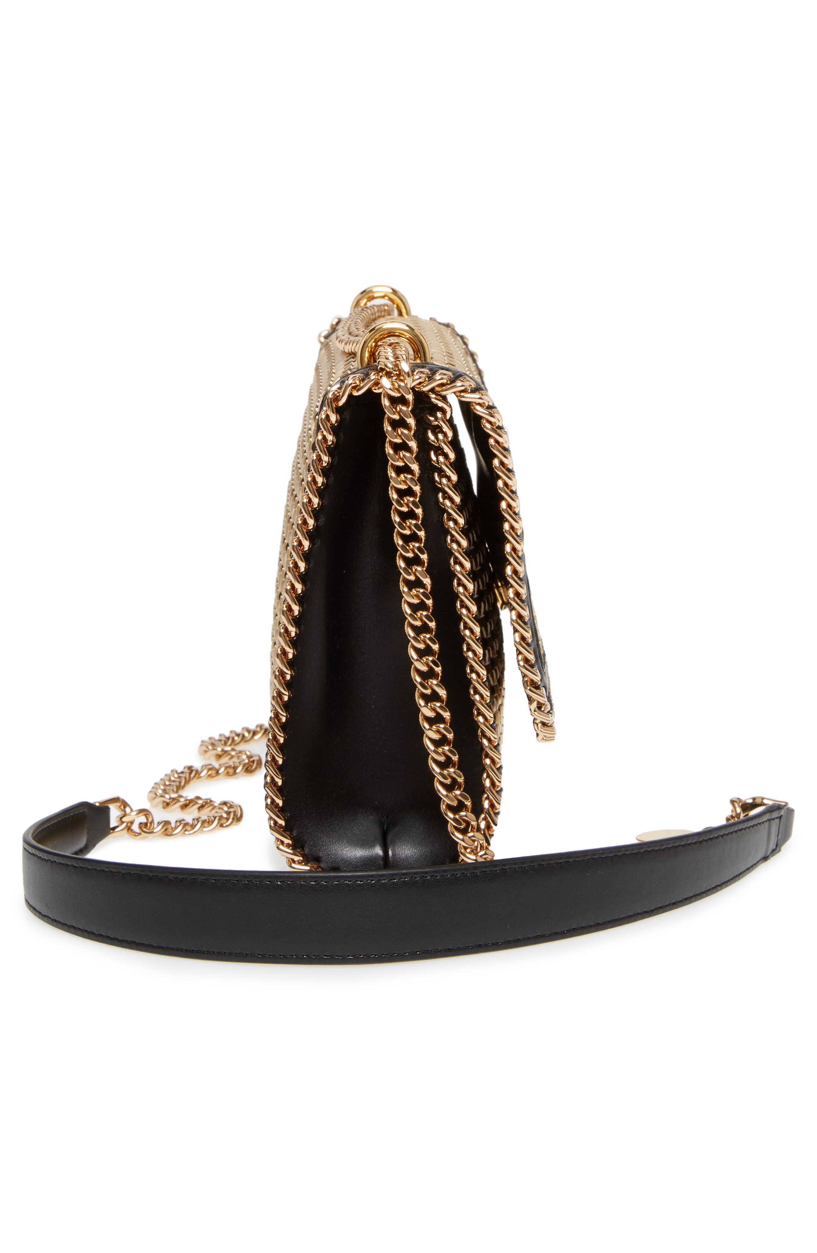 Stella McCartney Woven Faux Leather Flap Shoulder Bag, Alternate, color, 